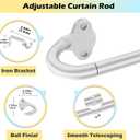 Wrap Around Blackout Curtain Rod 36-88 Inch (3-7.3 Ft), 5/8" Adjustable Curved Window Rod for Room Darkening, Modern Single Drapery Rod for Living Room Windows, Silver, 2 Pack