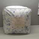 Laura Ashley- Queen Comforter Set, Reversible Cotton Bedding with Matching Sham(s), Farmhouse Home Dcor (Belinda Blue, Queen) (King)