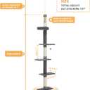PETEPELA Cat Tower 5-Tier Floor to Ceiling Cat Tree Height(95-107 Inches) Adjustable, Tall Climbing Tree Featuring with Scratching Post, Cozy Bed,Interactive Ball Toy for Indoor Cats/Kitten Grey