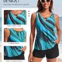 Hanna Nikole Women 2 Piece Tankini Swimsuits, Modest Bathing Suit, Beads V Neck Swimwear with Sporty Swim Shorts Pockets (Blue, L)