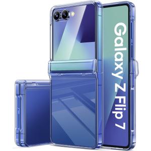 Vihibii for Samsung Galaxy Z Flip 7 Case Clear, [Non-Yellowing] & Hinge Protection & Outer Screen Protector, Compatible with Wireless Charging, Shockproof Slim Case for Samsung Z Flip 7 5G 2025, Clear