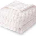 HOMRITAR Flannel Fleece Fluffy Fuzzy Blanket for Baby 3D Jacquard Soft Warm Plush Bed Blankets for Home Decor, Toddler Infant or Newborn Receiving Blanket (30 x 40 Inch, Cream)