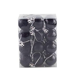 Bestjybt 24pcs 1.18" Small Christmas Ball Ornaments Shatterproof Christmas Decorations Tree Balls for Holiday Wedding Party Decoration, Tree Ornaments Hooks Included (Black, 3cm/1.18")