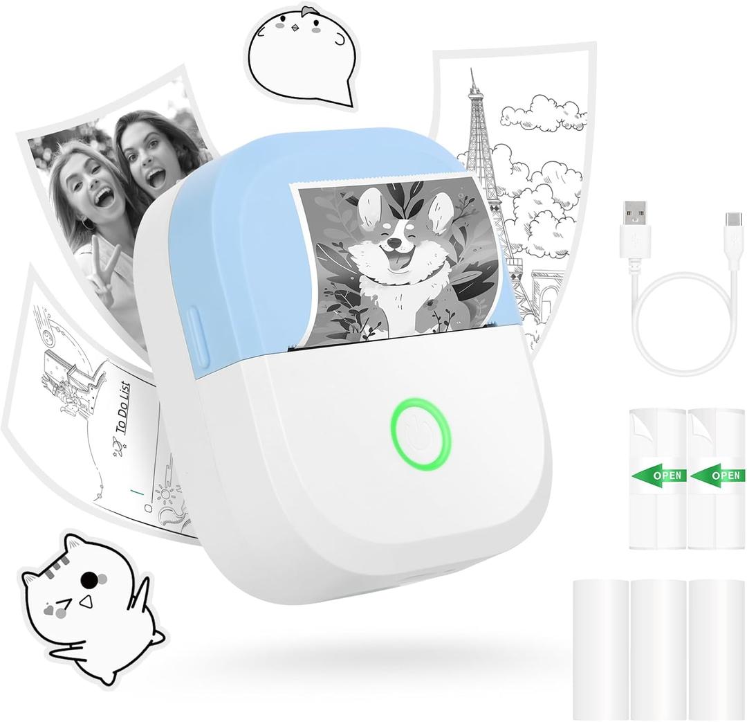 mafiti Mini Sticker Printer Portable Thermal Inkless Wireless Bluetooth Phone Printer with AI Drawing,for Study Notes Pictures Photos Scrapbook Journal Sticky Label