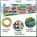 2 x Banner Country Flags of the World 2026 Outdoor Indoor International Decorations Photo Backdrop with Trophy Soccer Ball for Party Porch Yard Sign for Garden Restaurant Bar Home,11820in