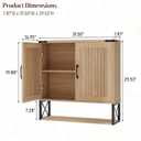 Vabches Bathroom Wall Cabinet, Fluted Medicine Cabinet, Natural Oak, 31.5 x 29.53 x 7.87 inches