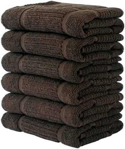 CRAFTSWORTH Kitchen Towels, 15 x 26 Inches, Pack of 4, 400 GSM, 100% Ring Spun Cotton, Beige Solid Windowpane Dish Towels Super Soft and Absorbent, Tea Towels and Bar Towels