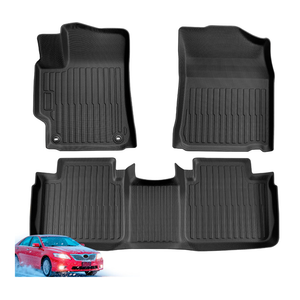 Car Floor Mats for Toyota Camry: 2007-2011 All Weather Interior Accessories, TPE Tech Rubber Black Front Rear Liners, Full Coverage Automotive Carpets Set Custom Fit for Camry 2011 2010 2009 2008 2007