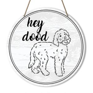 Welcome Decor Sign, Farmhouse Welcome Sign for Home Front Door Porch Patio, Sunflower Welcome Home Decor for Outside, Housewarming Hanging Decorations, Wooden Hanging Wall Decor, Hey Dood