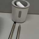 Compact Toilet Brush & Holder, Stainless Steel Handle, Space Saving for Storage, Deep Cleaning, Drip-Proof, Easy to Assemble, Nylon Bristles, White & Grey (1 Pack)