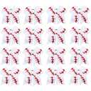 16PCS 8" Large Cheer Hair Bows Ponytail Holder Elastic Band Handmade for Cheerleading Teen Girls College Sports (Baseball White, 1 Count (Pack of 16))