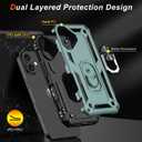 2 x IKAZZ for iPhone 16 Case 6.1 Inch with Screen Protector,Military Grade Shockproof Heavy Duty Protective Phone Cover Pass 16ft Drop Test with Magnetic Kickstand Car Mount Holder,Pine Green Color