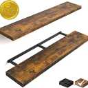 BAYKA Floating Shelves, 48" Wall Mounted Rustic Wood Shelves for Bathroom, Bedroom, Living Room, Kitchen, Office, Hanging Shelf for Books/Storage/Decor(Rustic Brown,Set of 2)