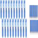 Retractable Blue Gel Pen And Refills, 17 Pens, 10, Refills
