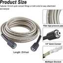 25-Foot Pressure Washer High Pressure Hose, Replacement for Greenworks 5200402, Compatible with all Greenworks Pressure Washers, 1/4-Inch Quick Connect