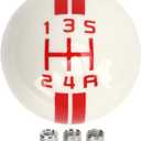 Akozon 5 Speed Gear Shift Knob for Manual Replacement Shifter Lever Stick Head Knob for from 1967 to 2018 (White Red)