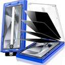 EZ-GLAZ-4 Pack for Galaxy S24 Ultra [6.8"] Privacy Screen Protector, 100% Fingerprint Unlock, 9H+ Hardness Military Grade Shatterproof Long Durable Tempered Glass Film with Flawless Fit Box, Scratch Resistant