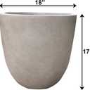 Kante 18 Inch Dia Round Concrete Planter, Indoor Outdoor Large Plant Pot with Drainage Hole and Rubber Plug for Home Patio Garden, Weathered Concrete
