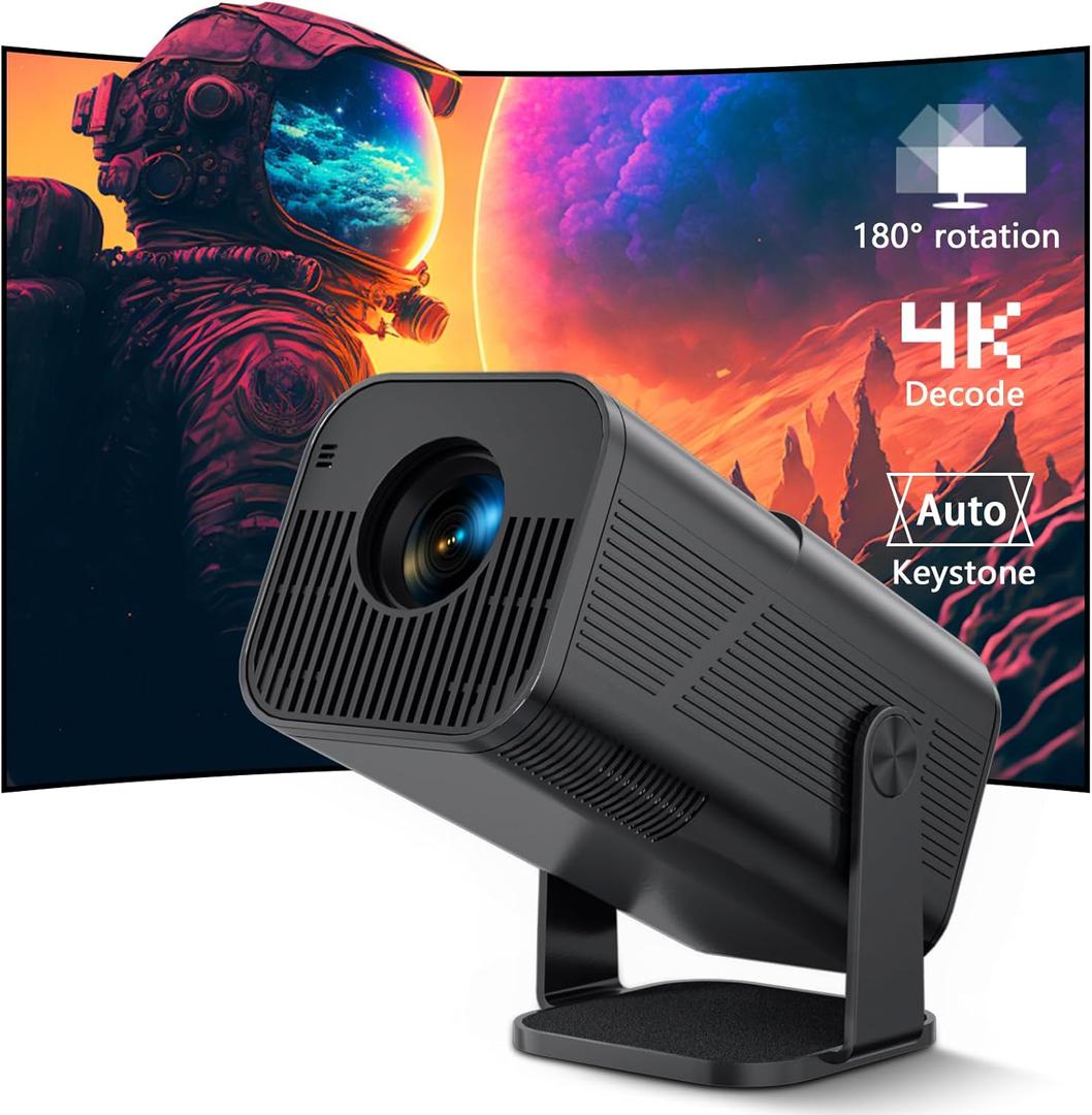 Projector with Wi-Fi and Bluetooth, 4K Full HD 1080P Smart Mini Portable Projector with 180 Stand, Auto Vertical Keystone, Compatible with HDMI/USB/TV Stick/Phone/Laptop