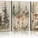 3 Pcs Woodland Animal Nursery Canvas wall art Wild Animals Forest Pictures Wall Decor Paintings hedgehog Bear Deer Watercolor Poster Prints for Boys Girls Room Home Artwork Decoration12inx16in canvas