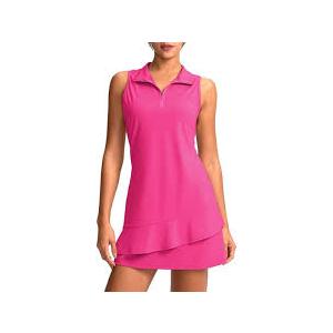 GRADUAL Women's Tennis Dress Sleeveless Athletic Zip Up Golf Dresses with Separate Shorts, Pink, Large