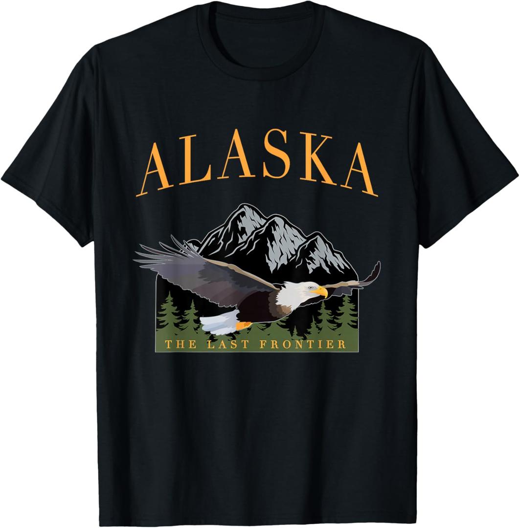 Last Frontier Bald Eagle Alaska T-Shirt, Small, Black 