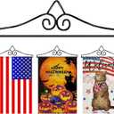 Wrought Iron Garden Flag Holder - Easy to Assemble Banner Hanger with Rust Resistant Coating - Ideal for Small Flags and Quilts, Great Yard or Wall Decor