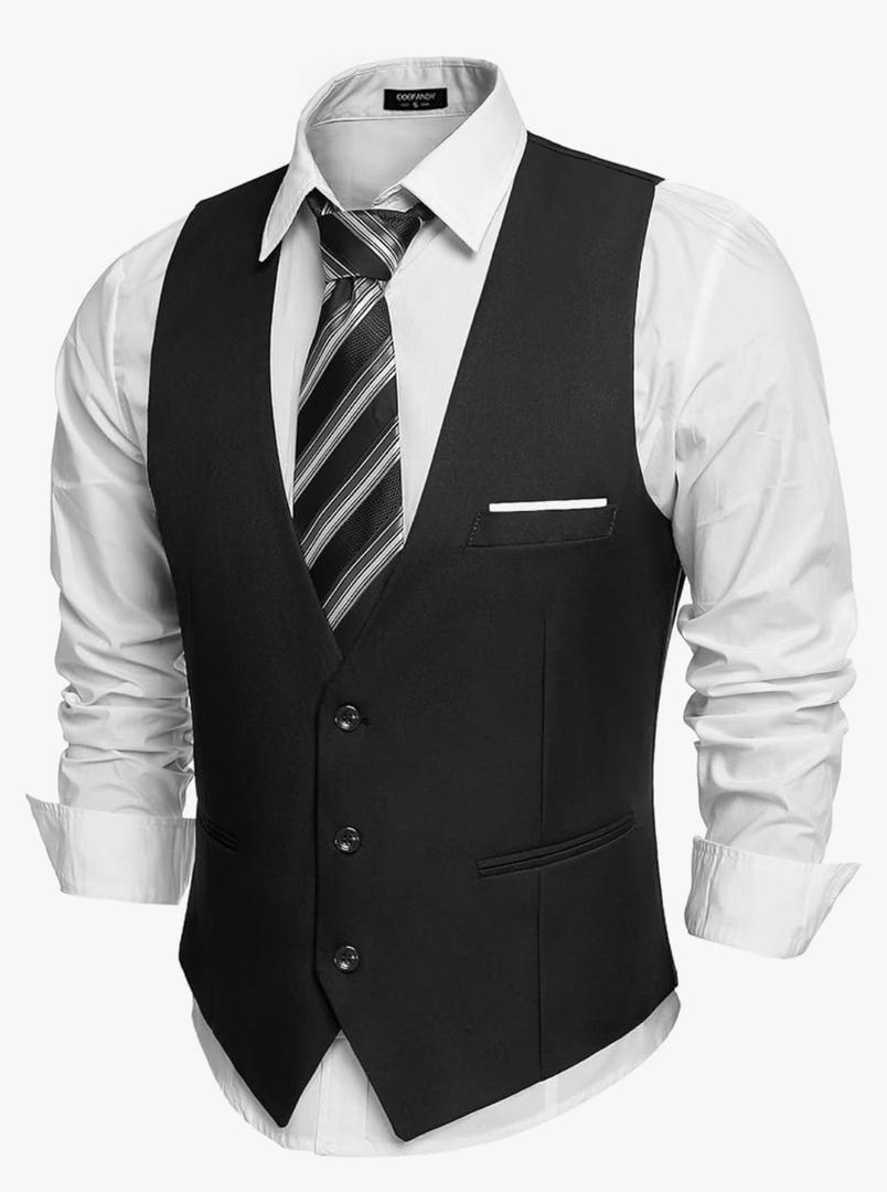 COOFANDY Men's Suit Vest Slim Fit Formal Dress Waistcoat Casual Business Vests for Suit or Tuxedo Size M