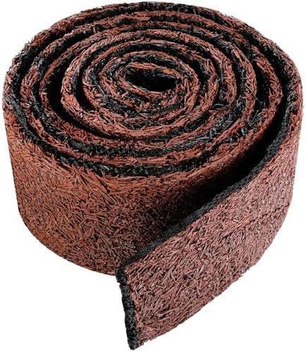Adnee 140'' x 5.5" Double Sided Rubber Mulch Roll,2 Colors in 1 Recycled Rubber Mulch Walkway,Permanent Garden Edging Barrier Mat for Landscaping,Plants,Vegetables and Flowers