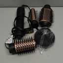 Terviiix 4-in-1 Hot Air Rotating Blow Dryer Brush Kit 1000W with Rotatable Round Brushes (2 Sizes), Oval Volumizer, and Diffuser Ideal for Curly Hair, with Arthritis-Friendly Big Buttons, Black