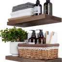 BGMG Wood Floating Shelves for Wall 18 inch Set of 2, Rustic Wooden Wall Mount Shelves for Bathroom Living Room Bedroom Kitchen Farmhouse -18x 6.7 x1.25 inch- Walnut Color