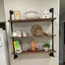 Industrial Pipe Wall Shelves with Real Wood Plank ,36 Inches Floating Shelves for Wall Farmhouse Book Shelves Dark Brown 3 Tier for Kitchen,Living Room Decor and Bar Shelving, 36 inches x 9.8 inches x 41 inches