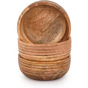 NIRMAN Mango Wood SNACK BOWL Durable Wooden Bowls for Individual Servings, Appetizers & Condiments Everyday Use (Set of 4) (5" X 5" X 2")