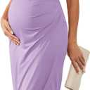 AISWI 2025 Womens Maternity Wrap Dress V Neck Ruffle Sleeves Semi Formal Baby Shower Photoshoot Party Cocktail Pregnancy (Purple, S)