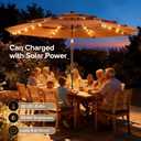 NEWBULIG 10ft Solar Patio Umbrella with 32 LED Lights, Table Market Umbrella with Tilt Adjustment & Crank Lift, Outdoor Sun Umbrella for Garden, Deck, Backyard, Pool and Beach