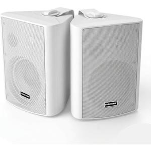 STUDIOFINIX 5.25 Inch 300W Indoor/Outdoor Bluetooth 5.1 Waterproof Wall-Mounted Speakers, Wireless Multi-Speaker Sync with IR Remote, for Patio, Garage, Home, Backyard(501BLE,White,Pair)