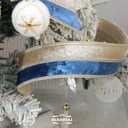 Navy Blue Velvet Wired Christmas Ribbon 2.5 Inch Blue and Gold Holiday Ribbon  10-Yards Roll for Tree Decorations, Gift Wrapping, Wreaths, and DIY Crafts