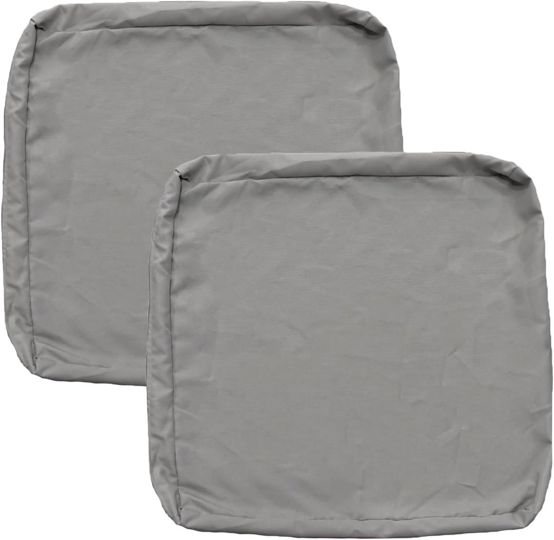 FLYMEI Patio Cushion Covers 25x25x5 Waterproof Outdoor Cushion Cover Replacement 2Packs Outdoor Seat Cushion Slipcover for Rattan Chair Sofa, Grey