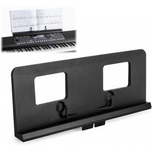 Adjustable Pin Music Stand, Electronic Keyboard Sheet Music Stand | built-in page clips, plug and play, fits digital pianos, lightweight