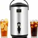 Stainless Steel Insulated Beverage Dispenser, 2.5Gal Thermal Carafe with Spigot for Hot Coffee & Cold Juice, 12-Hour Heat Retention Drink Dispenser for Party Wedding Cafe, Silver