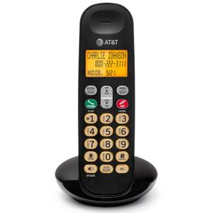 AT&T EL1101 DECT 6.0 Cordless Phone with Caller ID, Lighted Keypad, LCD Display, Full Duplex Speakerphone  ECO Mode, Quiet Mode,