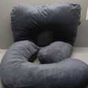 ALLOPERA Pregnancy Pillow, Full Body 57 Inch Maternity Pillow with Removable Washable Cover - Sleep Support for Legs, Back, Neck, Shoulder, HIPS, Belly for Pregnent Women, Black Grey Velvet Cover