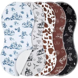 SmoothNovelty 5 Pack Vintage Western Baby Burp Cloths Soft Absorbent Burping Rags for Newborns 19"x9" Spit up Cloths for Boy Girl Newborn Baby Shower Registry Gifts Set Nursery Decor