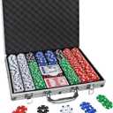 Comie Poker Chips with Numbers,500PCS Poker Chip Set with Aluminum Travel Case,11.5 Gram Poker Set for Texas Holdem Blackjack Gambling. (Red Green Black White Blue - 500 Chips With Numbered Values)