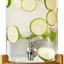 Beverage Dispenser, 2.1 Gallon Glass Drink Dispenser with Stand, Glass water dispenser with Spigot, Large Drink Dispensers for Parties,Bars,Restaurants, 8L