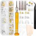 ofone Eye Glass Repair Kit, Eyeglass Repair Kit with Gold & Silver Screws, Glasses Nose Pads, Precision Screwdriver Set, Screw Nuts, Ear Grips & Tweezers, Fits Sunglasses Eyeglasses Watch Repairing