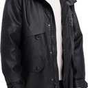 BEST SOUTH Men's Faux Leather Jacket Long Winter Coat Motorcycle Warm Casual Bomber Hood (Black, XXXL)