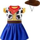 MOMMY'S NEW MAN Toddler Girls Cowgirls Costume with Cow Girl Hat Halloween Party Dress Up 2-6Years (*01)