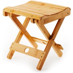 Cinnvoice Bamboo Sauna Chair, Portable Steam Sauna Seat Wooden Folding Shower Bench Stool Indoor for Shower, Leg Shaving and Foot Rest, Ideal Steam Room Seat & Home Bathroom Accessory