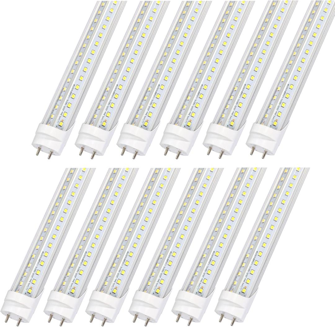 12 Pack 4FT T8 LED Tube Lights, 36W 4860LM 5000K Daylight, Ballast Bypass Direct Wire (Ballast-Free), for Garage, Warehouse, Office & Shop Lighting
